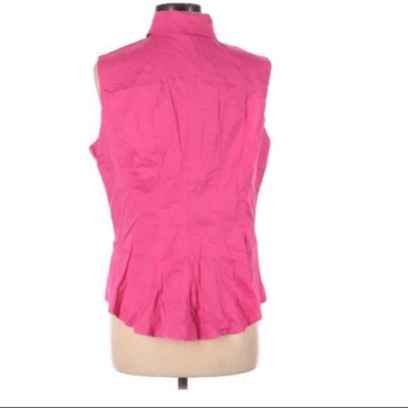Mishca Womens Pink Sleeveless Button-Up Collared Blouse M - Picture 2 of 4